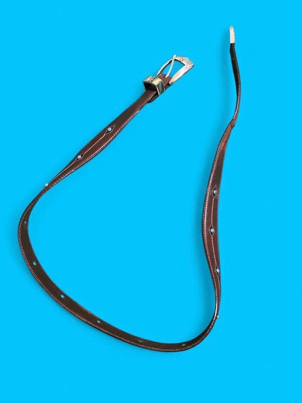 Vintage Onyx by Brighton Cody Turquoise Leather Taper Belt - Size 38